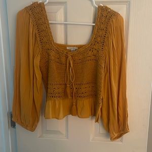 American Eagle Outfitters Soft Corset Style Bohemian Top Mustard Yellow Small